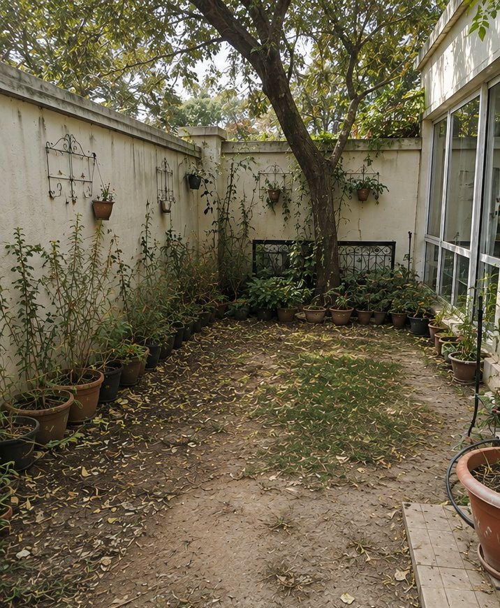Courtyard brought back to life — before Udyan Mali care